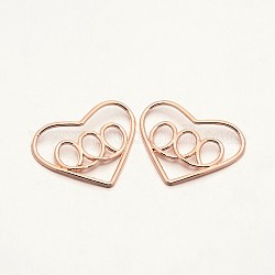 Heart Zinc Alloy Pendants, Rose Gold, 24x31x2mm