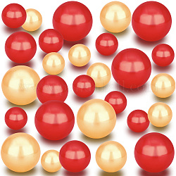 Pandahall elite gradient rond abs plastique imitation perle pas de perles de trou, pour remplisseurs de vase en gel aqueux, fabrication de bougies flottantes, rouge, 9.5~29.5mm, environ 148 pcs / ensemble