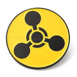 Broche en émail de signe radioactif, Broche en alliage de zinc noir électrophorèse pour vêtements de sac à dos, jaune, 30x1.5mm