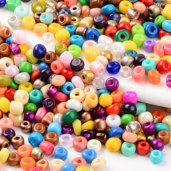 6/0 perles de rocaille en verre, mixedstyle, trou rond, ronde, couleur mixte, 6/0, 3.5~5x3~5mm, Trou: 1.2mm, environ 450 g /sachet 