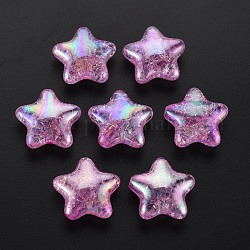 Perles en acrylique transparentes craquelées, couleur ab , étoiles du nord, Prune, 20.5x21.5x9.5mm, Trou: 2.5mm, environ 220 g /sachet 