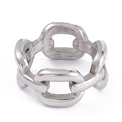 Unisex 304 Stainless Steel Finger Rings, Wide Band Rings, Curb Chain Shape, Stainless Steel Color, Size 7, 9.7mm, Inner Diameter: 17.5mm