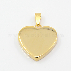 Fashionable 304 Stainless Steel Stamping Blank Tag Pendants, Heart, Golden, 23~25x22x4mm, Hole: 3x6mm