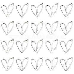 Unicraftale 20Pcs 304 Stainless Steel Pendants, Heart Charm, Stainless Steel Color, 27x24x1.5mm, Hole: 2mm