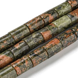 Природные Unakite бисер нитей, колонка, 7.5~8x6 мм, отверстие : 1.2 мм, около 48~50 шт / нитка, 15.16''~15.31'' (38.5~38.9 см)
