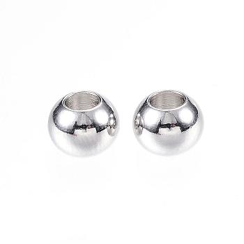 Perles en 304 acier inoxydable, rondelle, couleur inoxydable, 6x4.5mm, Trou: 3mm