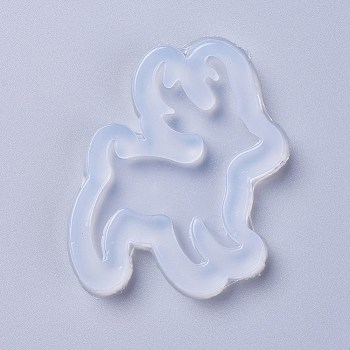 Christmas Silicone Molds, Resin Casting Molds, For UV Resin, Epoxy Resin Jewelry Making, Christmas Reindeer/Stag, White, 60x53x7mm, Inner Diameter: 45x35mm
