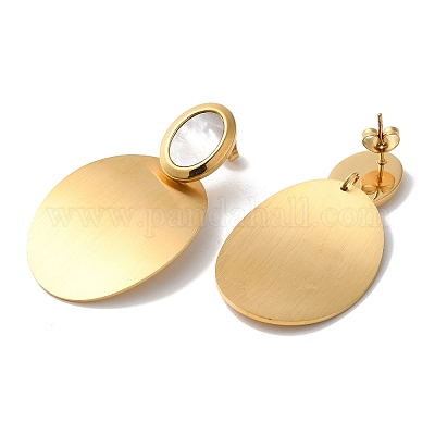 Orecchini a bottone in acciaio inossidabile da donna&nbsp;EJEW-C110-05G-1