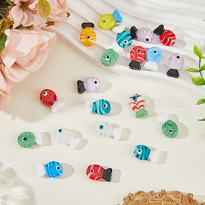 20pcs 2 Arten handgemachte Bunte Malerei-Perlen&nbsp;LAMP-PA0001-33-1