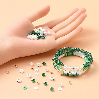 Wholesale DIY Letter & Imitation Pearl & Heishi Beads Bracelet Making Kit 