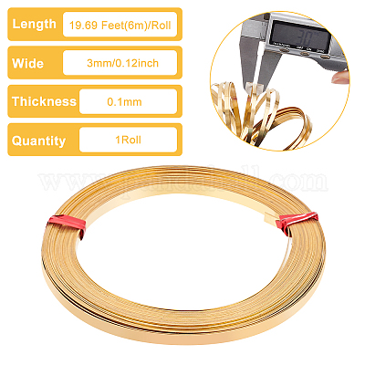 Wholesale BENECREAT 19.7 Ft(6m) 30Gauge/0.25mm Brass Flat Bezel Wire 