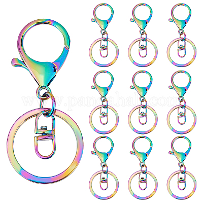 5/10Pcs Swivel Clasps with D Rings Lanyard Snap Hooks Keychain Clip Hook  Metal Lobster Claw Clasps for Key Rings Crafting Sewing
