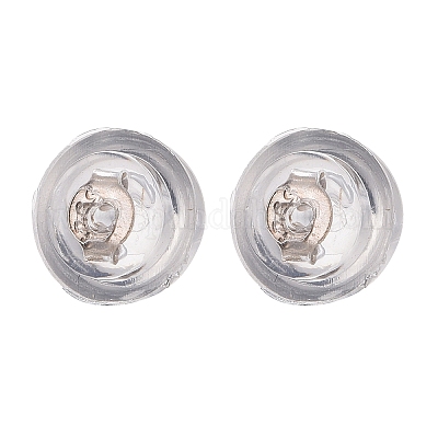 925 tuerca para pendientes de plata de ley chapada en rodio antideslustre&nbsp;STER-E062-01P-1