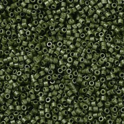 シリンダーシードビーズ  つや消し色  均一サイズ  ダークオリーブグリーン  2x1.3~1.5mm  穴：0.8~1mm  約888個/10g X-SEED-H001-C06-1