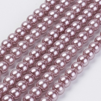 Eco-Friendly Dyed Glass Pearl Bead Strands X-HY-A008-5mm-RB085-1