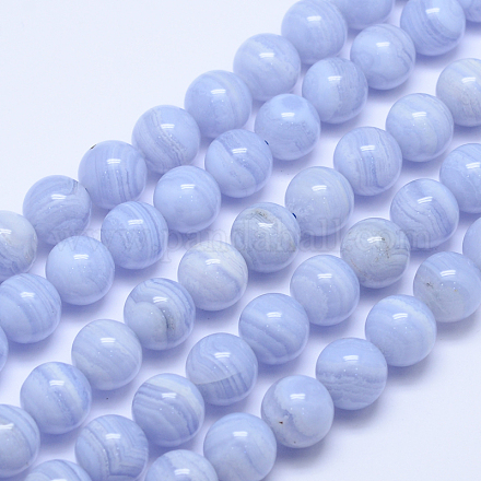 Grade A Natural Blue Lace Agate Round Bead Strands G-L417-09-12mm-1