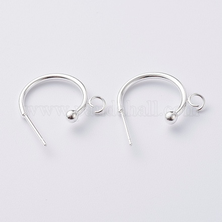 304 Stainless Steel Half Hoop Earrings STAS-Z028-B01-S-1