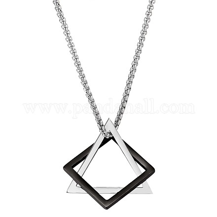 304 Halskette aus Edelstahl mit Dreiecks- und Rautenanhänger und Kastenketten JN1045B-1
