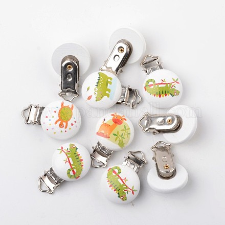 Printed Wooden Baby Pacifier Holder Clips WOOD-A017-005O-1