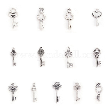 Tibetan Style Alloy Key Pendants TIBEP-X0001-02-AS-1