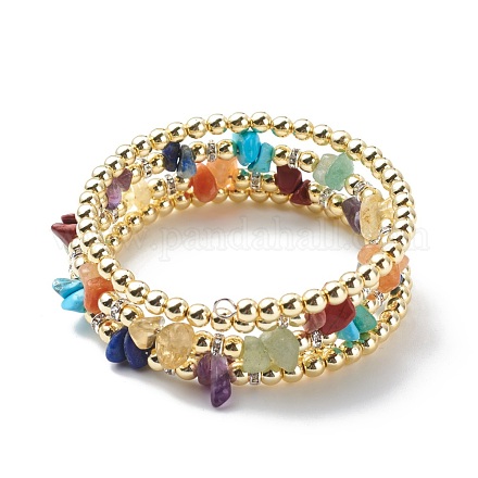 Hématite synthétique et éclats de pierre mélangés perlés bracelet multi-brins style wrap pour femme BJEW-JB08684-1