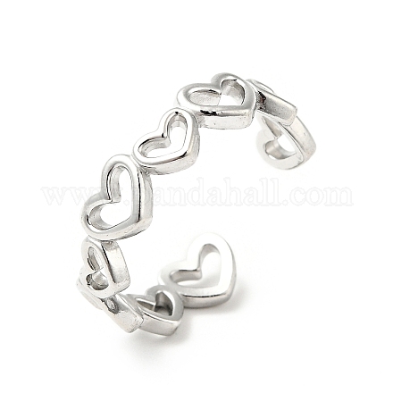 304 anillo de puño abierto con envoltura de corazón de acero inoxidable RJEW-C040-01P-1