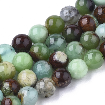 Natural Chrysoprase Beads Strands X-G-S333-6mm-016-1