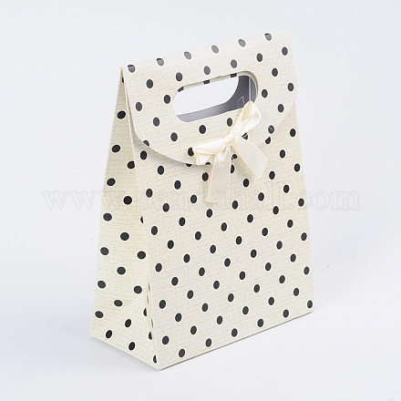 Valentine's Day Packages Polka Dot Print Kraft Paper Carrier/Gift Bags with Bowknot BP023-11-1