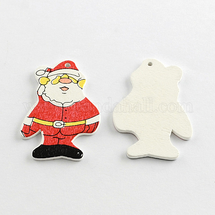 Giorno di Natale tinto Babbo Natale ciondoli in legno WOOD-R240-27-1