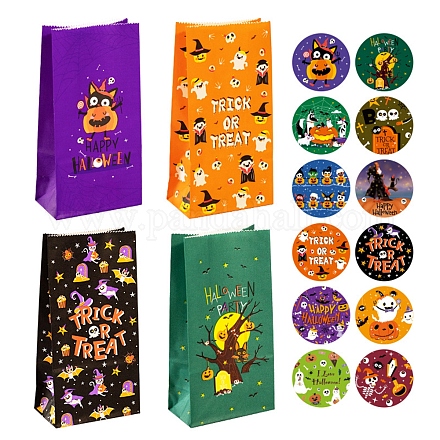 12 Uds 4 estilos bolsa de papel con tema de halloween CARB-E006-01-1