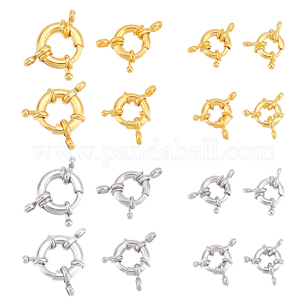 UNICRAFTALE 16 Sets 2 Colors 8.5~14.5mm Spring Clasps Brass Spring Ring Clasps with Tube bails Closed Bracelets Clasps Smooth Surface Jewelry Clasp Connector Findings for DIY Jewelry Making KK-UN0001-26-1