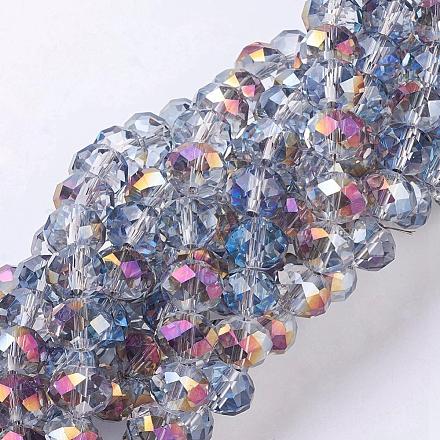 Electroplate Glass Faceted Rondelle Beads Strands EGLA-D020-10x8mm-18-1