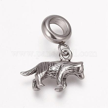 304 Stainless Steel Puppy European Dangle Charms OPDL-K001-24AS-1