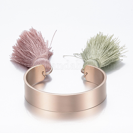 Trendy 304 Stainless Steel Cuff Bangles BJEW-H703-01RG-1