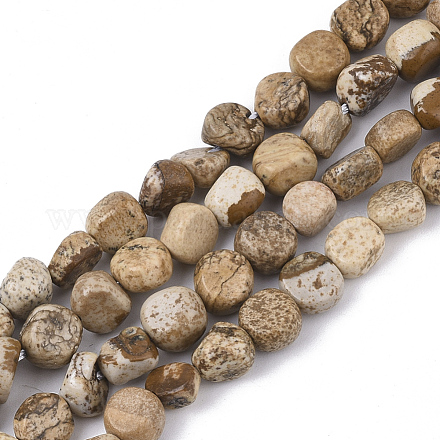 Chapelets de perles en jaspe avec images naturelles G-S363-060-1