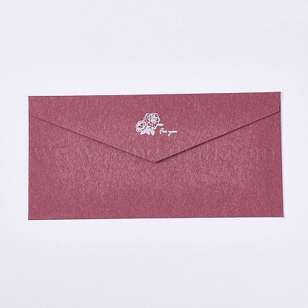 ビンテージレトロゴールドホイル洋風紙封筒  ローズ  インディアンレッド  22x10.9cm BT-TAC0002-B07-1