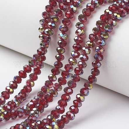Electroplate Transparent Glass Beads Strands EGLA-A034-T6mm-S14-1