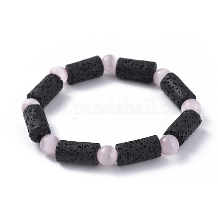 Эластичные браслеты из натурального вулканического камня BJEW-JB04507-04-1