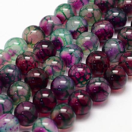 Chapelets de perles en agate veine de dragon naturelle G-K155-C-8mm-01-1