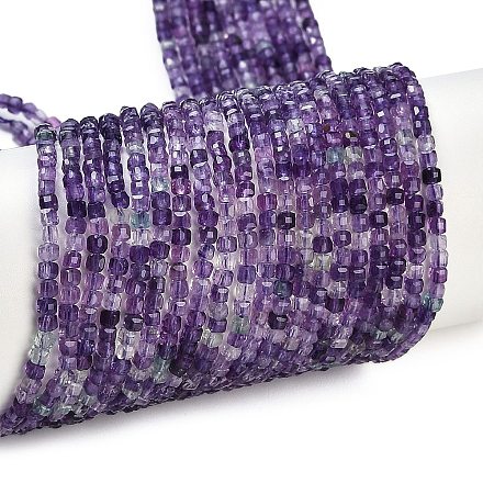 Mèches de perles de fluorite violet naturel&nbsp;G-P553-E02-01-1