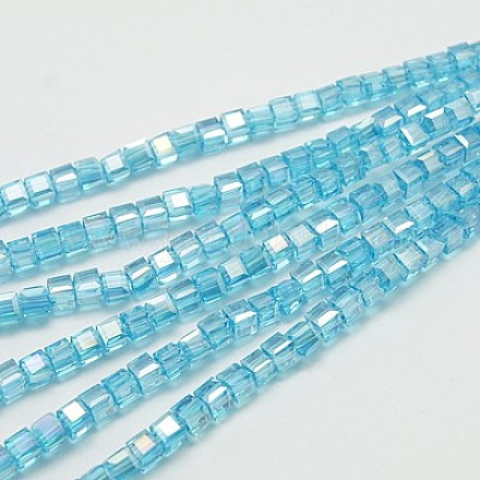 Chapelets de perles en verre électroplaqué EGLA-D018-8x8mm-41-1