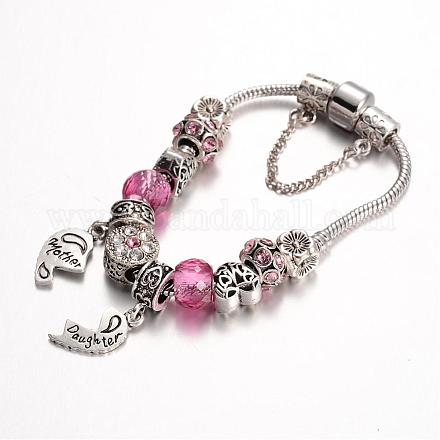 Bracelets en alliage avec perles européennes avec strass BJEW-L602-08A-1