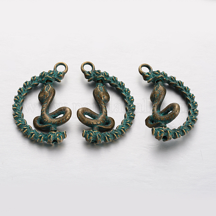 Tibetan Style Alloy Snake Pendants TIBEP-JC1153-ABG-NF-1