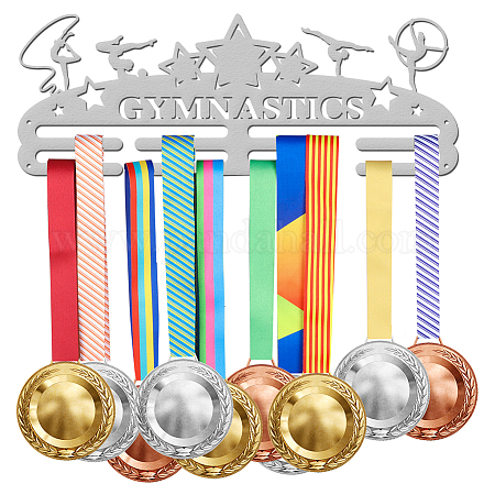 Espositore da parete con porta medaglie in ferro a tema sportivo ODIS-WH0024-033-1