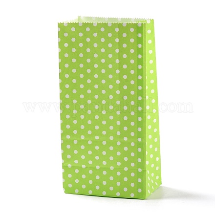 長方形のクラフト紙袋  ハンドルなし  ギフトバッグ  水玉模様  薄緑  9.1x5.8x17.9cm CARB-K002-02A-07-1