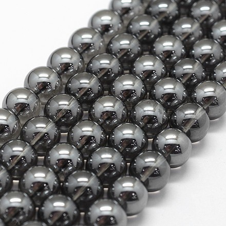 Chapelets de perles de cristal de quartz naturel électrolytique G-K285-07-6mm-01-1