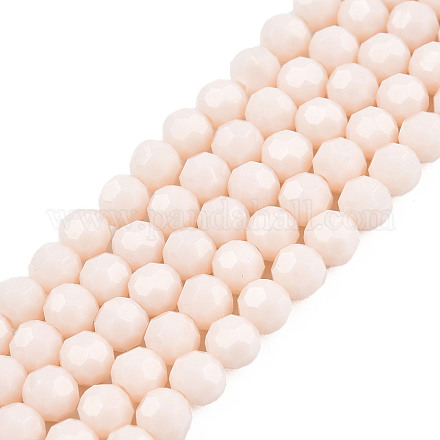 Chapelets de perles en verre opaques solides GLAA-R166-4mm-02M-1
