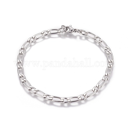 304 Stainless Steel Figaro Chain Bracelets BJEW-I274-03S-1