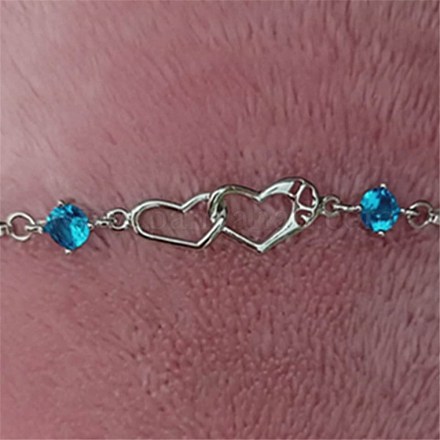 Double Heart Cubic Zirconia Bracelet for Girl Women BJEW-BB44945-1