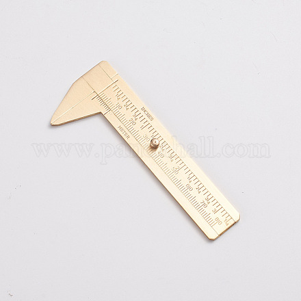 真鍮製のノギス  ミニスライディングポケットキャリパー  ジュエリーコンポーネントのビーズワイヤーの測定用  ゴールドカラー  97.3x18~39x2.4~5.8mm TOOL-TAC0007-18-1